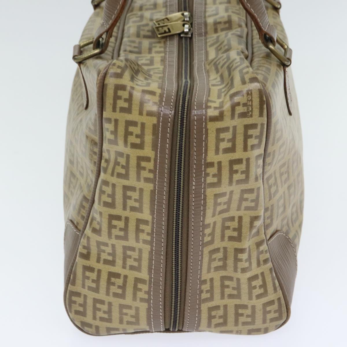 FENDI Zucchino Canvas Hand Bag Vintage Brown Gold90592