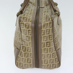FENDI Zucchino Canvas Hand Bag Vintage Brown Gold90592