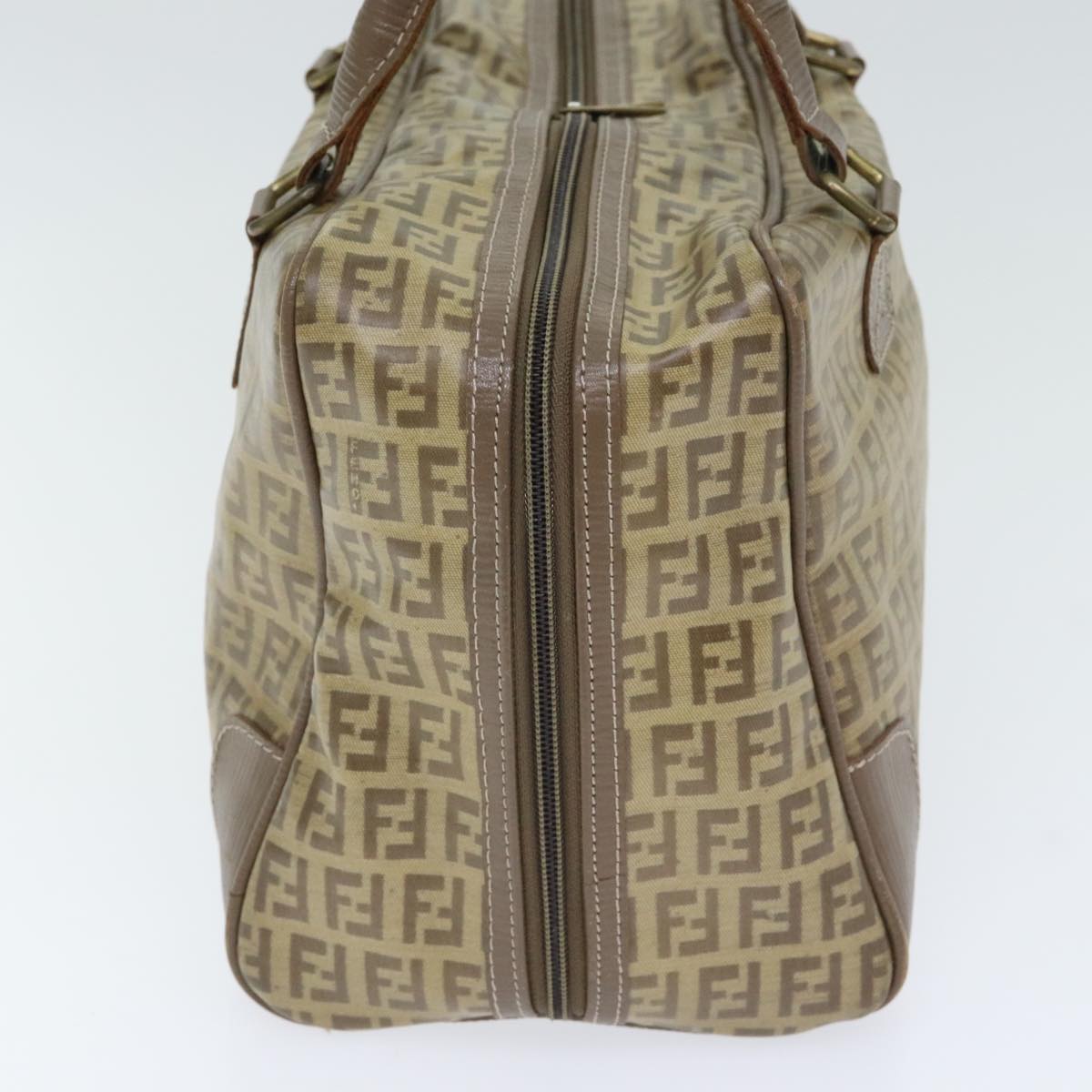 FENDI Zucchino Canvas Hand Bag Vintage Brown Gold90592