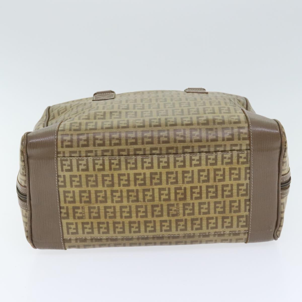 FENDI Zucchino Canvas Hand Bag Vintage Brown Gold90592