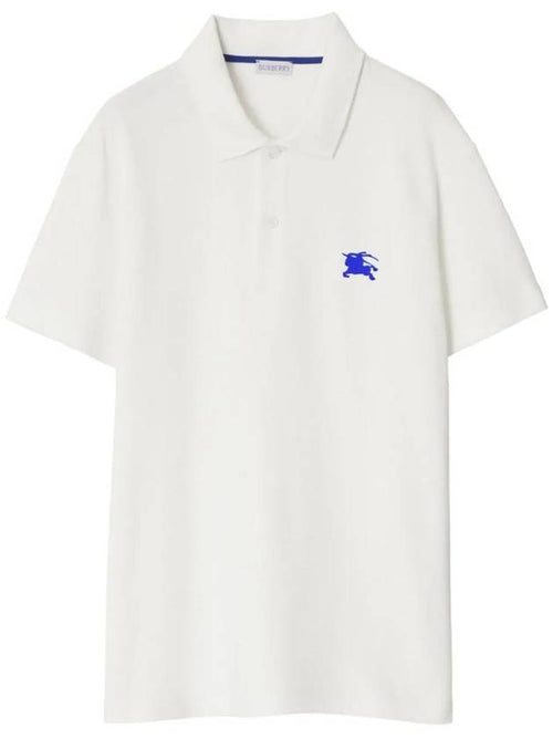 Burberry EKD Embroidered Cotton Polo Shirt White
