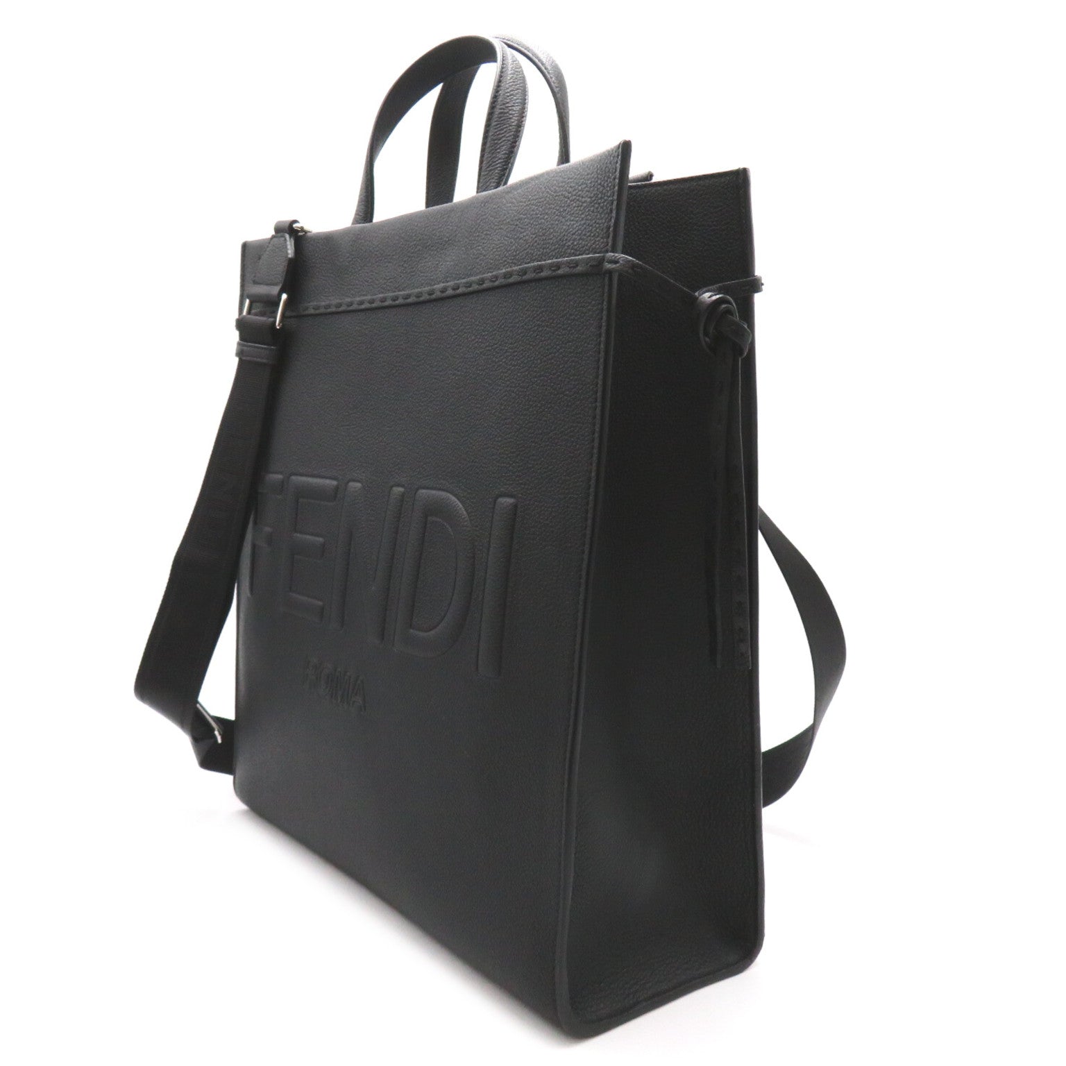 FENDI 2Way Tote Handbag Tote bag Leather Black