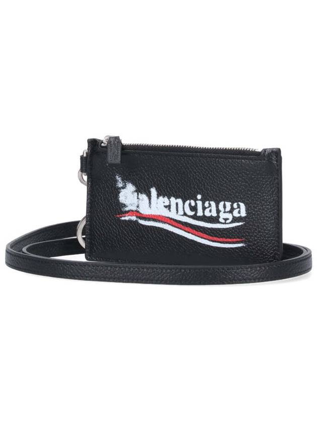 Balenciaga Wave Logo Strap Card Wallet Black