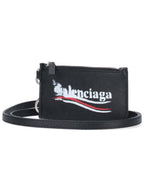 Balenciaga Wave Logo Strap Card Wallet Black