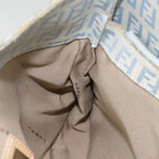 FENDI Zucchino Canvas Mamma Baguette Shoulder Bag Light Blue Silver90704