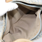 FENDI Zucchino Canvas Mamma Baguette Shoulder Bag Light Blue Silver90704
