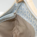 FENDI Zucchino Canvas Mamma Baguette Shoulder Bag Light Blue Silver90704