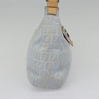 FENDI Zucchino Canvas Mamma Baguette Shoulder Bag Light Blue Silver90704