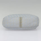 FENDI Zucchino Canvas Mamma Baguette Shoulder Bag Light Blue Silver90704