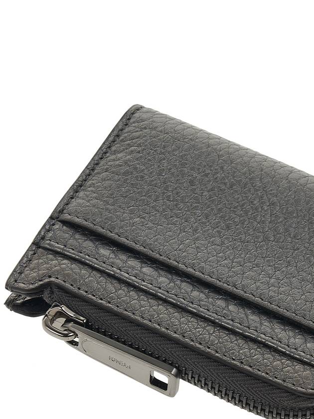 Fendi Logo Leather Card Wallet Grey