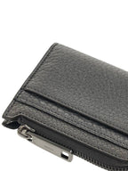 Fendi Logo Leather Card Wallet Grey