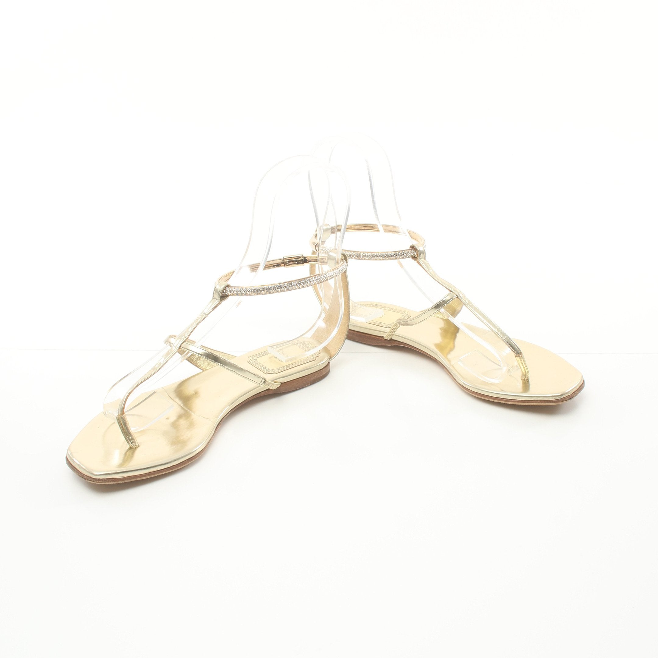Dior Thong sandals Leather Gold Rhinestone
