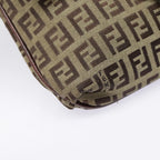FENDI Zucchino Canvas Shoulder Bag Beige Gold90776