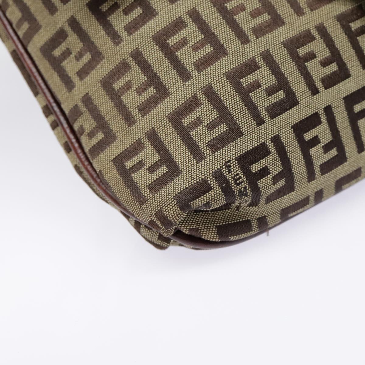 FENDI Zucchino Canvas Shoulder Bag Beige Gold90776