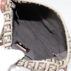 FENDI Zucchino Canvas Shoulder Bag Beige Gold90776