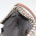 FENDI Zucchino Canvas Shoulder Bag Beige Gold90776
