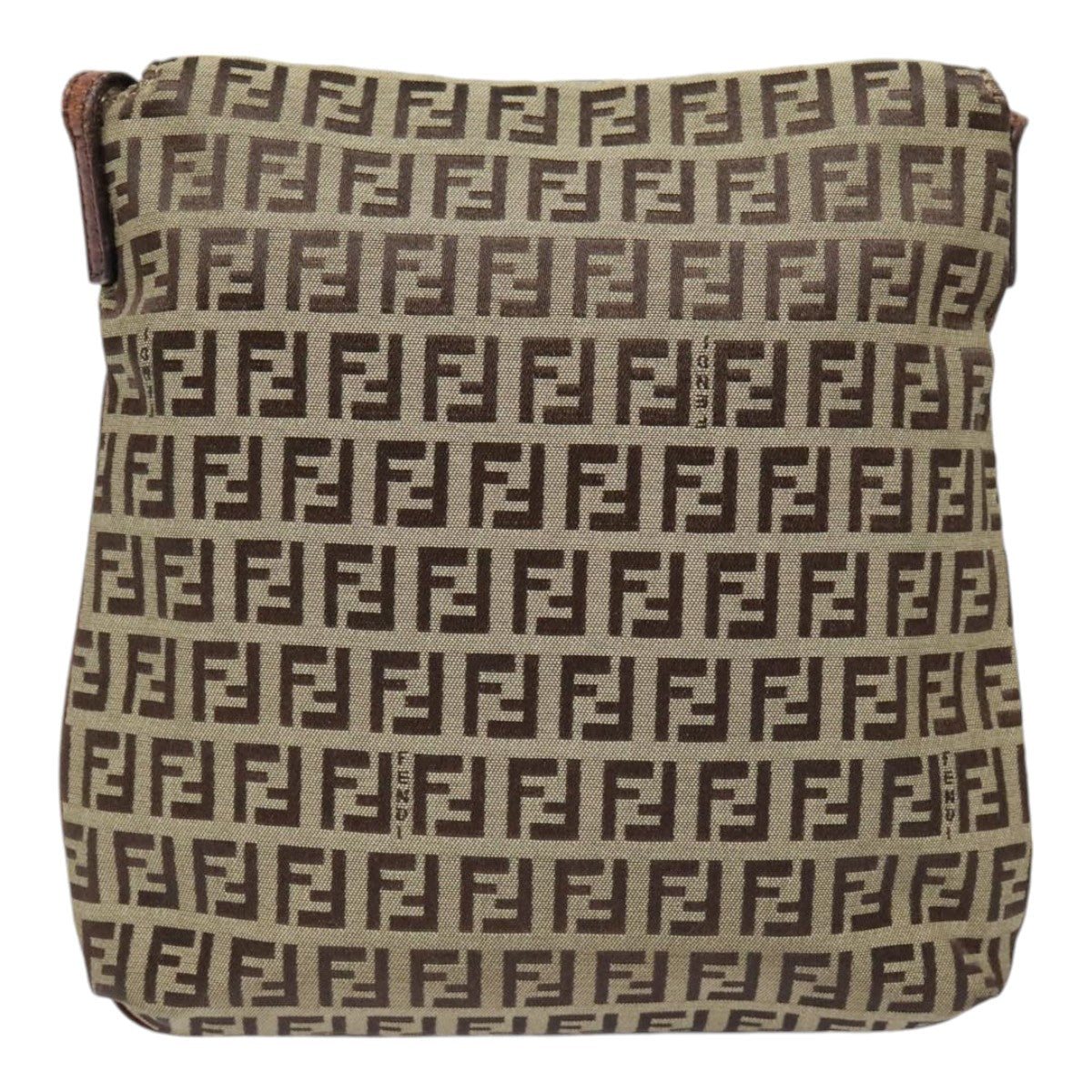 FENDI Zucchino Canvas Shoulder Bag Beige Gold90776
