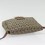 FENDI Zucchino Canvas Shoulder Bag Beige Gold90776