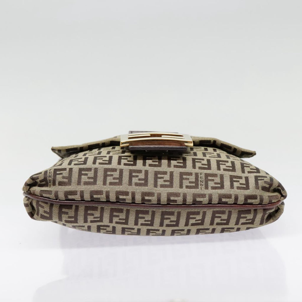 FENDI Zucchino Canvas Shoulder Bag Beige Gold90776