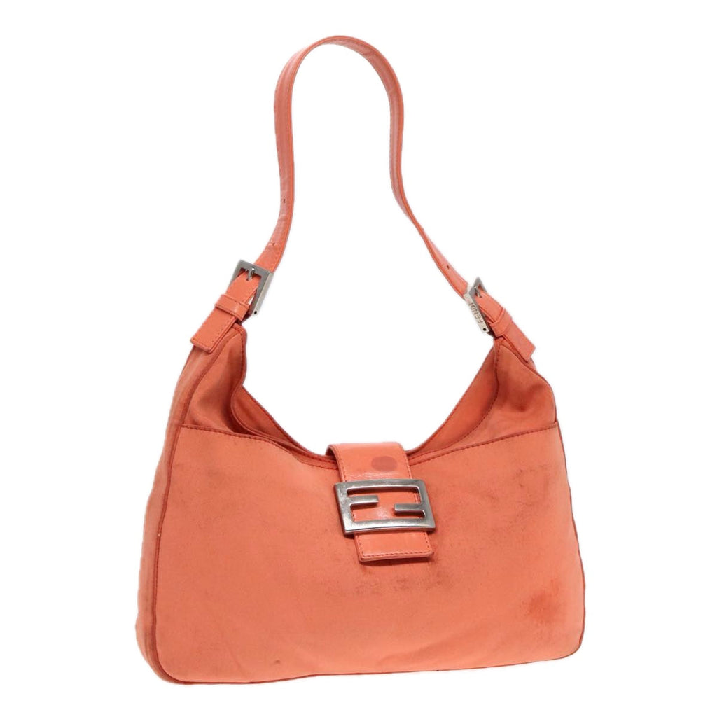 FENDI Mamma Baguette Shoulder Bag Nylon Orange Silver90787