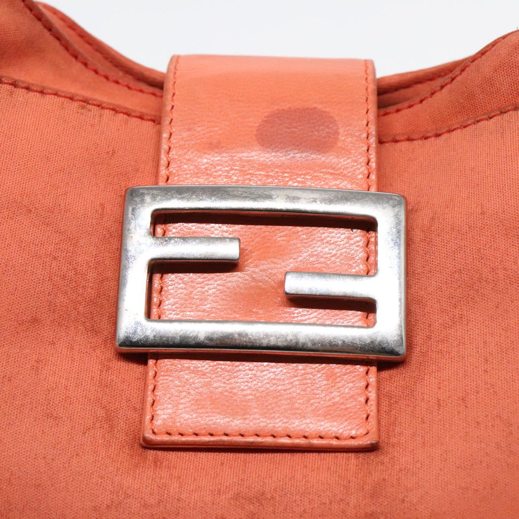 FENDI Mamma Baguette Shoulder Bag Nylon Orange Silver90787