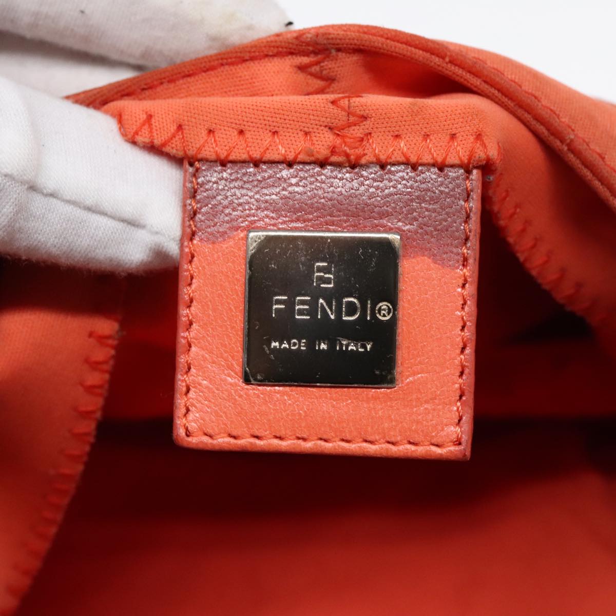 FENDI Mamma Baguette Shoulder Bag Nylon Orange Silver90787
