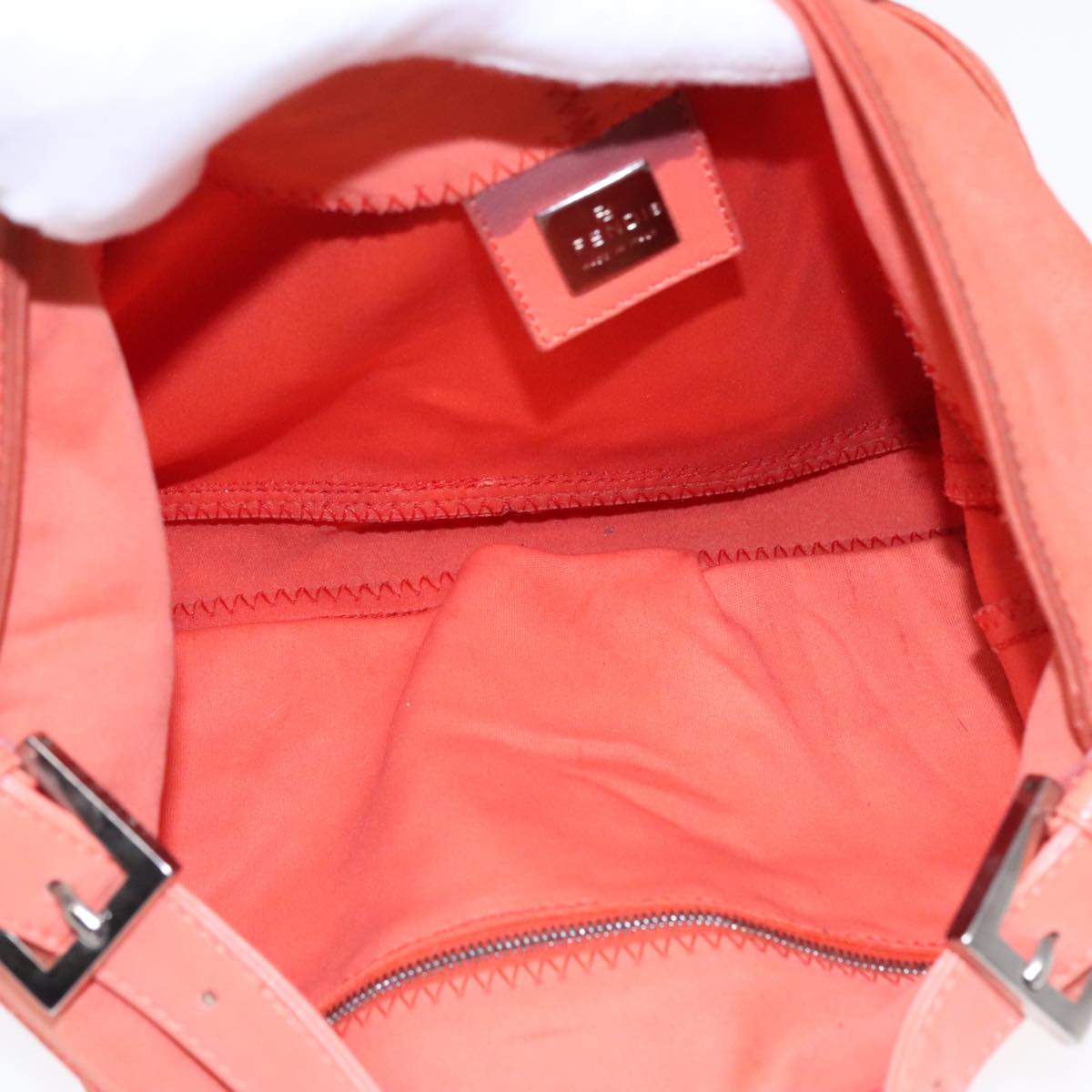 FENDI Mamma Baguette Shoulder Bag Nylon Orange Silver90787