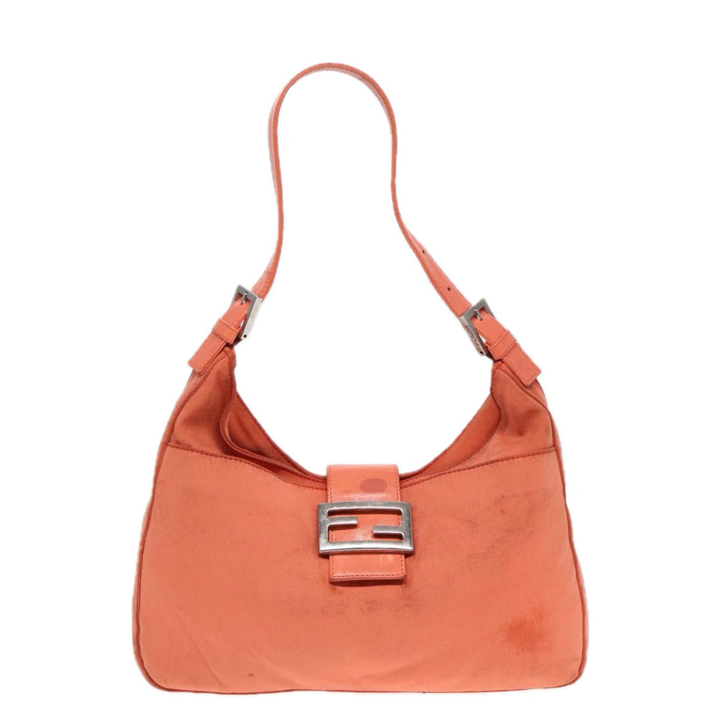 FENDI Mamma Baguette Shoulder Bag Nylon Orange Silver90787