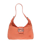 FENDI Mamma Baguette Shoulder Bag Nylon Orange Silver90787