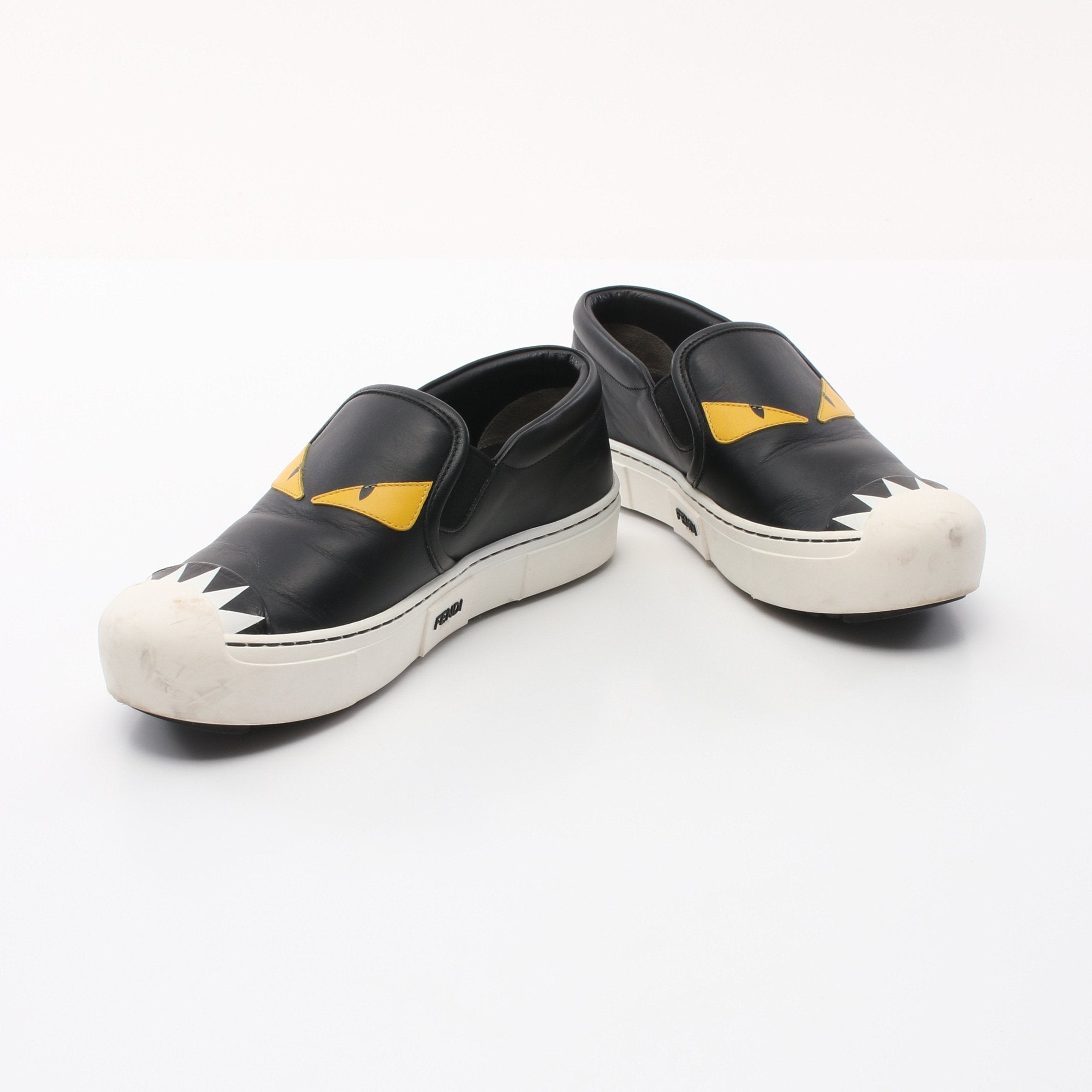FENDI BAG BUG SLIP-ON Monster Slip-ons Leather Black Yellow White