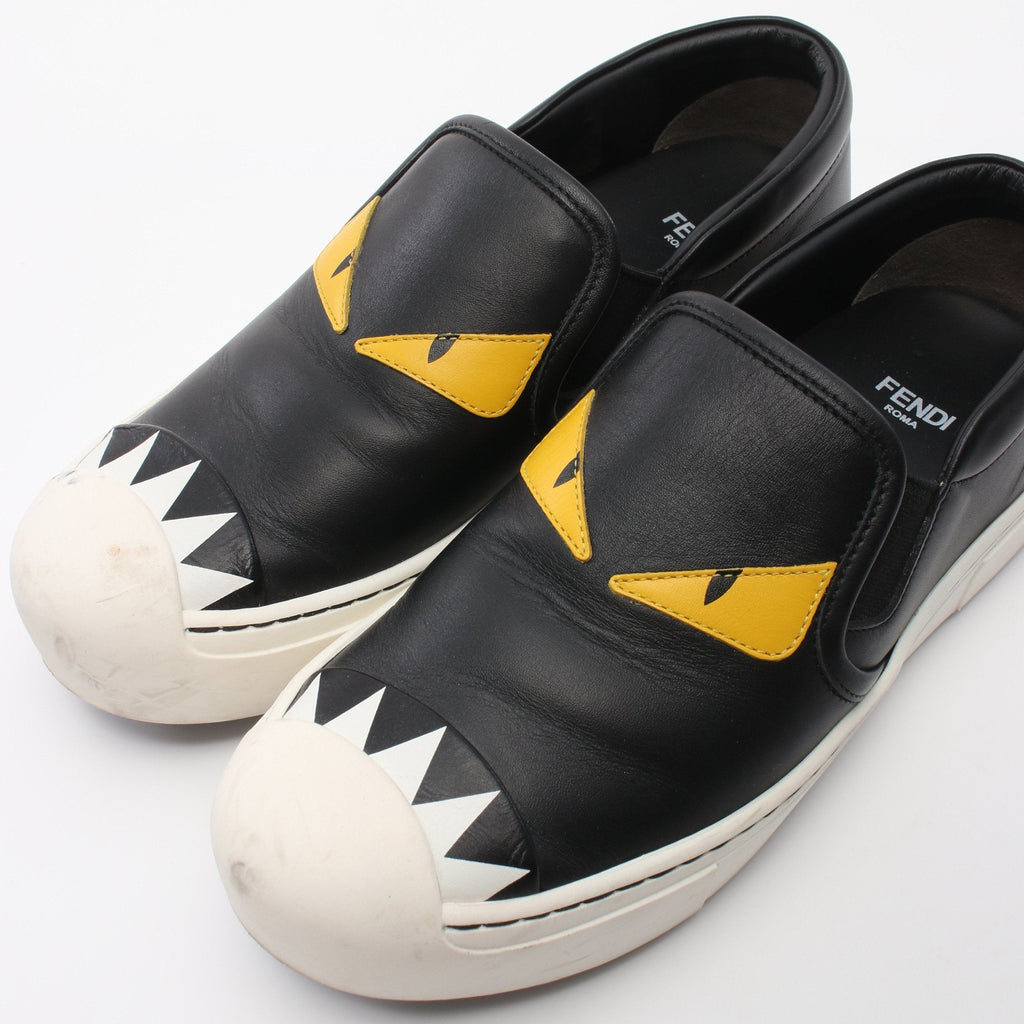 FENDI BAG BUG SLIP-ON Monster Slip-ons Leather Black Yellow White