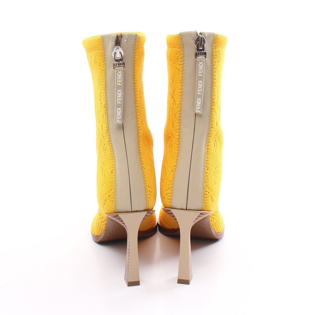 FENDI Knit Boots Fabric Yellow Pointed toe