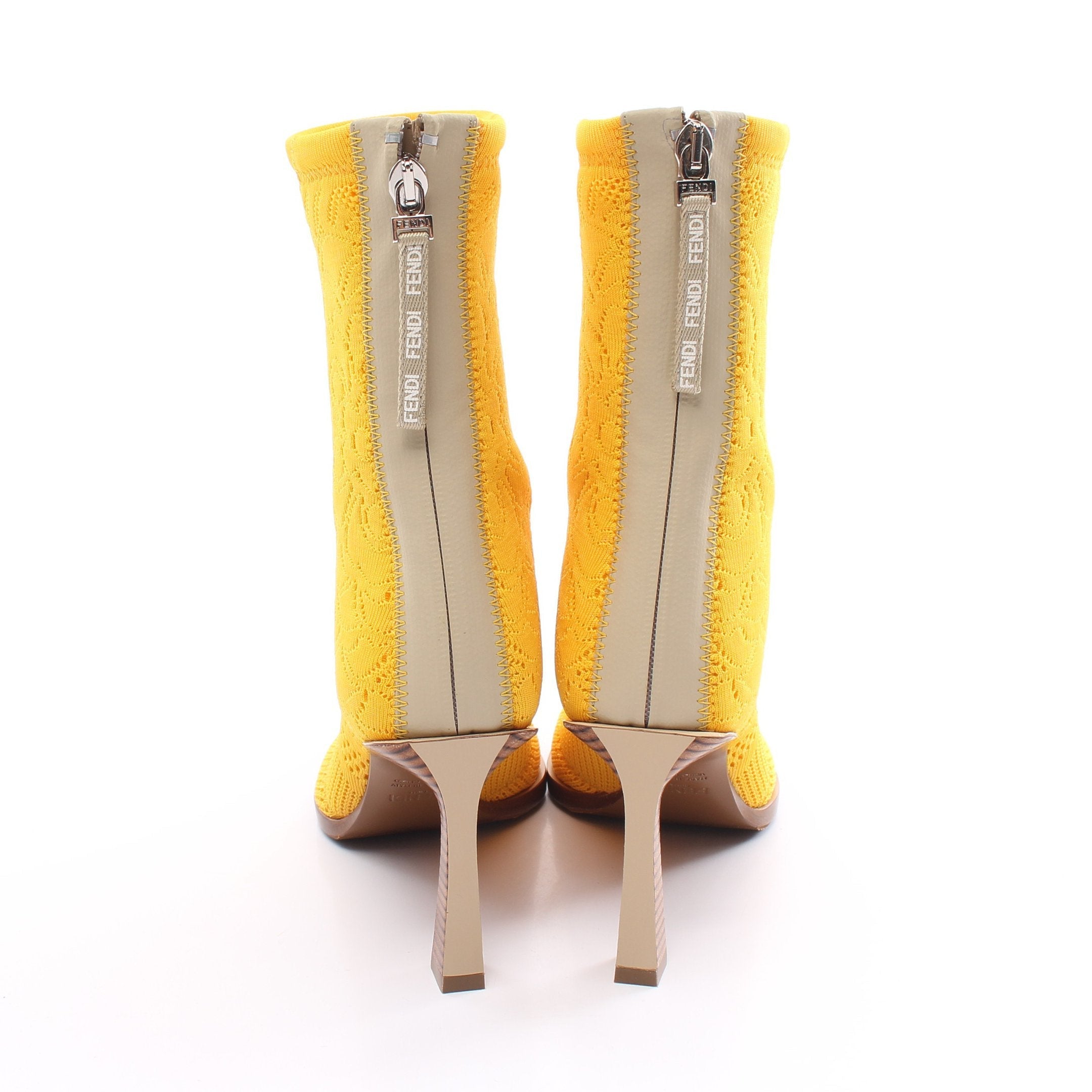FENDI Knit Boots Fabric Yellow Pointed toe