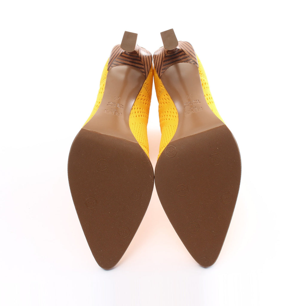 FENDI Knit Boots Fabric Yellow Pointed toe