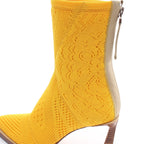 FENDI Knit Boots Fabric Yellow Pointed toe