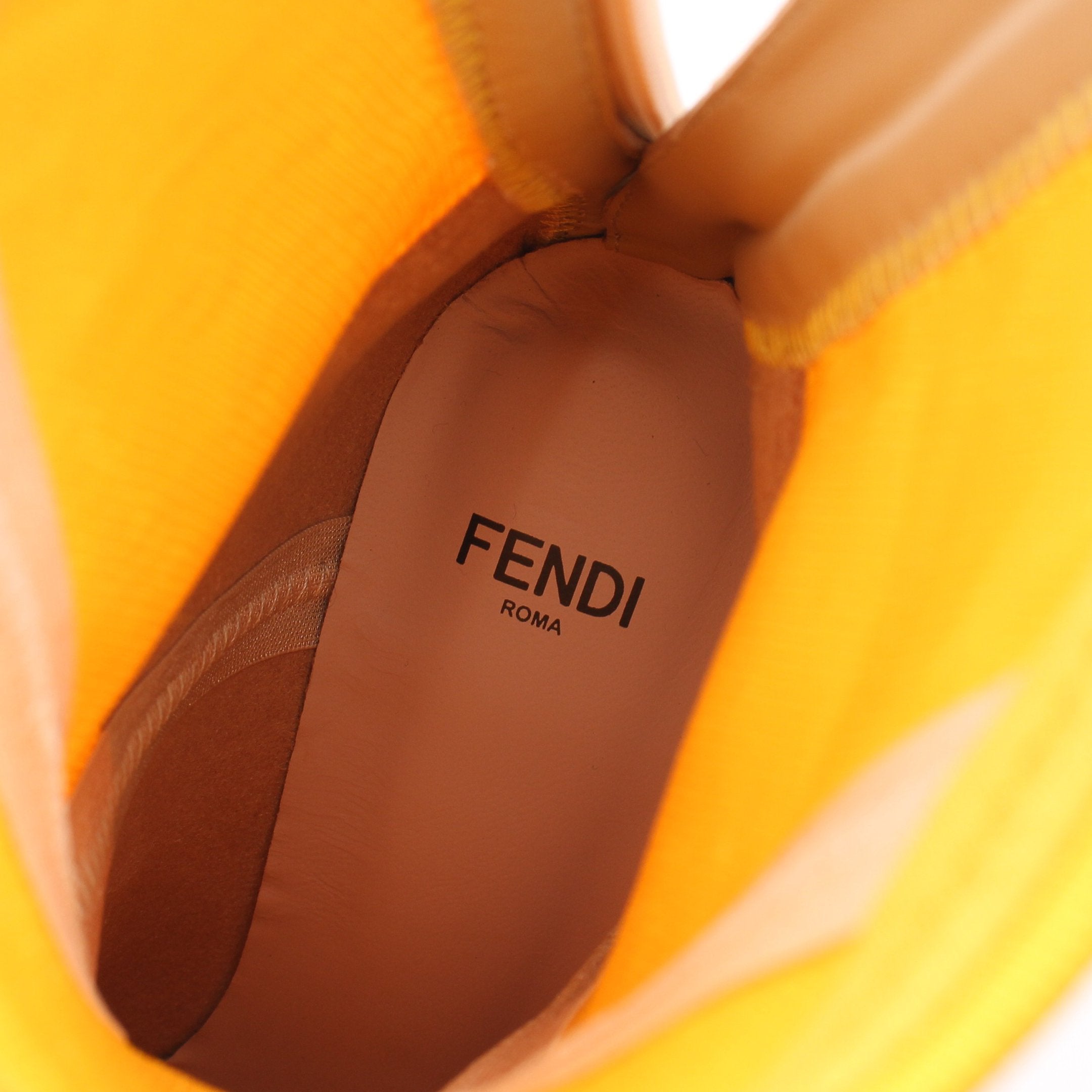 FENDI Knit Boots Fabric Yellow Pointed toe