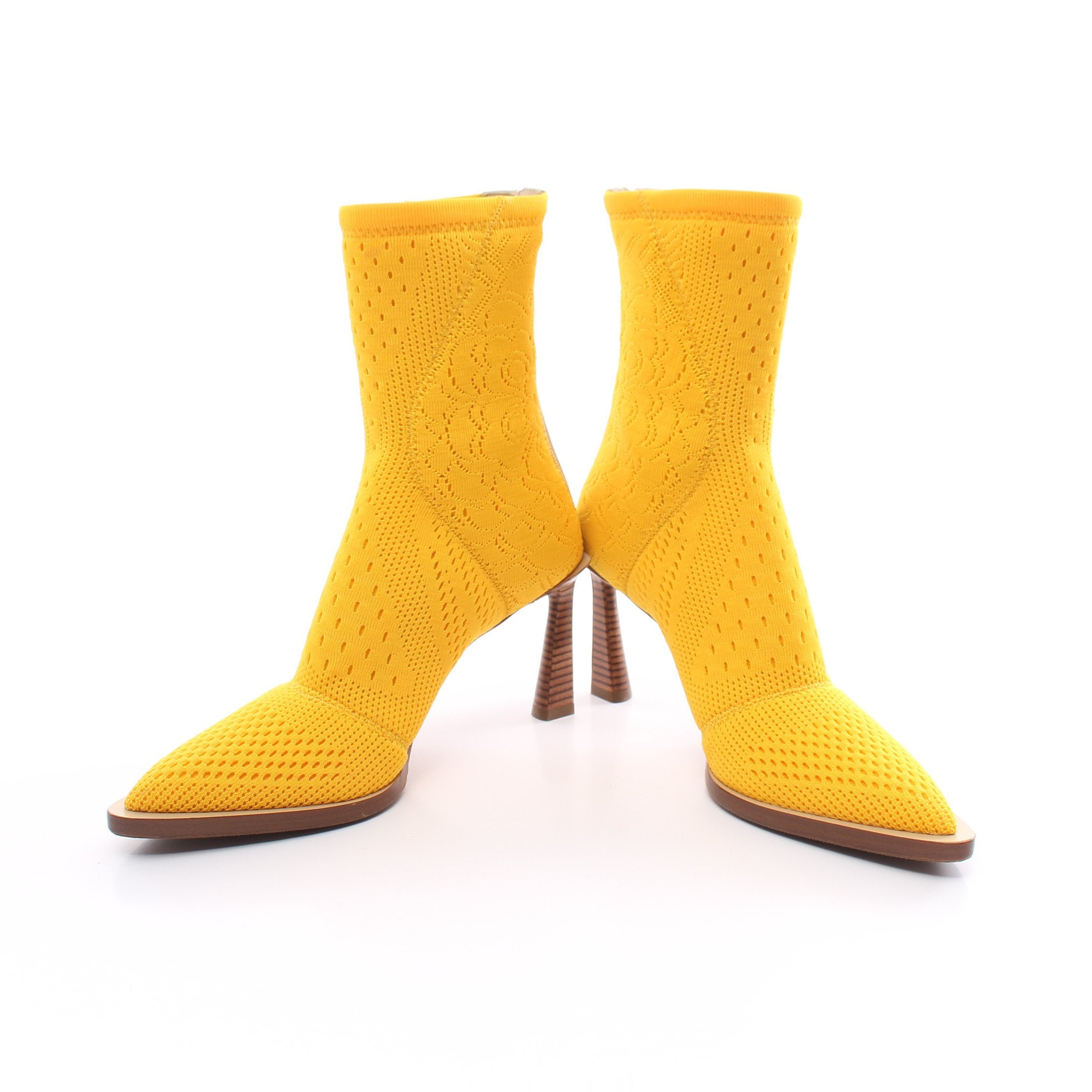 FENDI Knit Boots Fabric Yellow Pointed toe