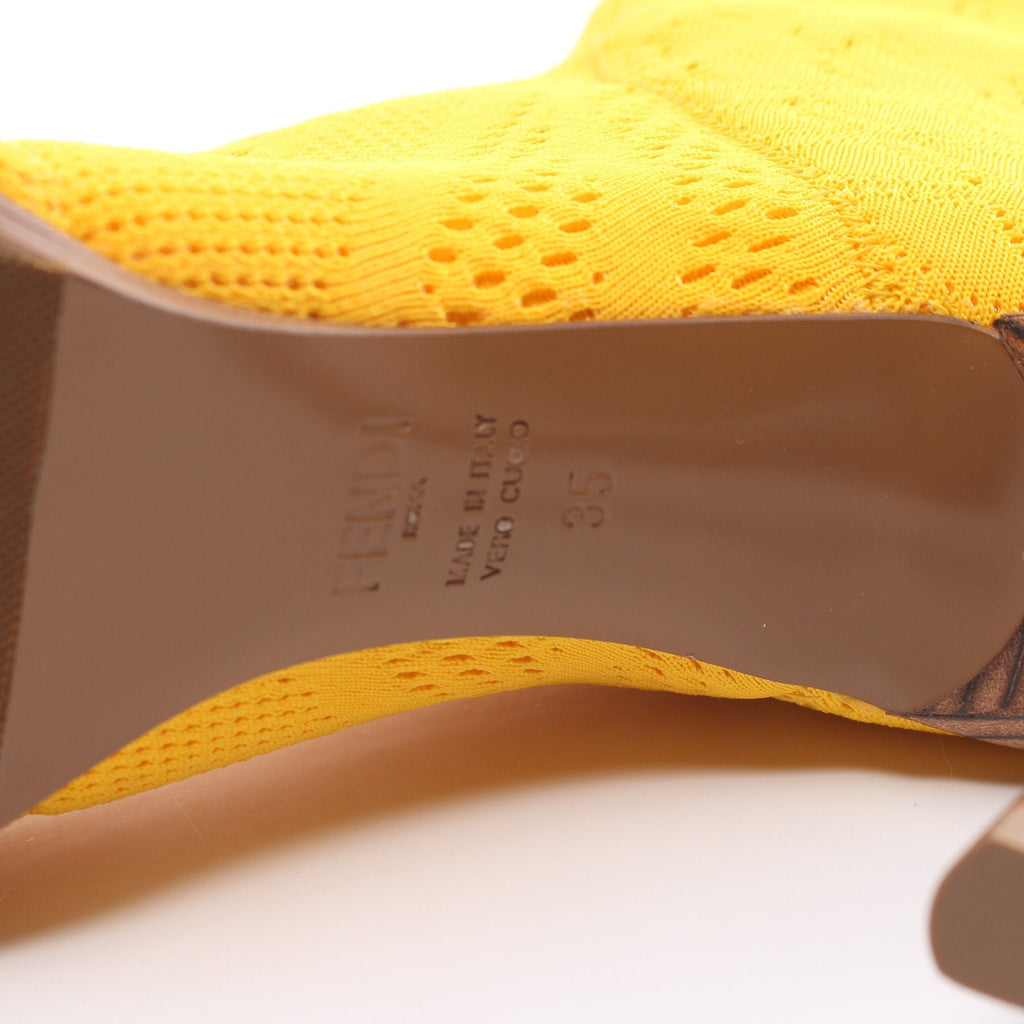 FENDI Knit Boots Fabric Yellow Pointed toe