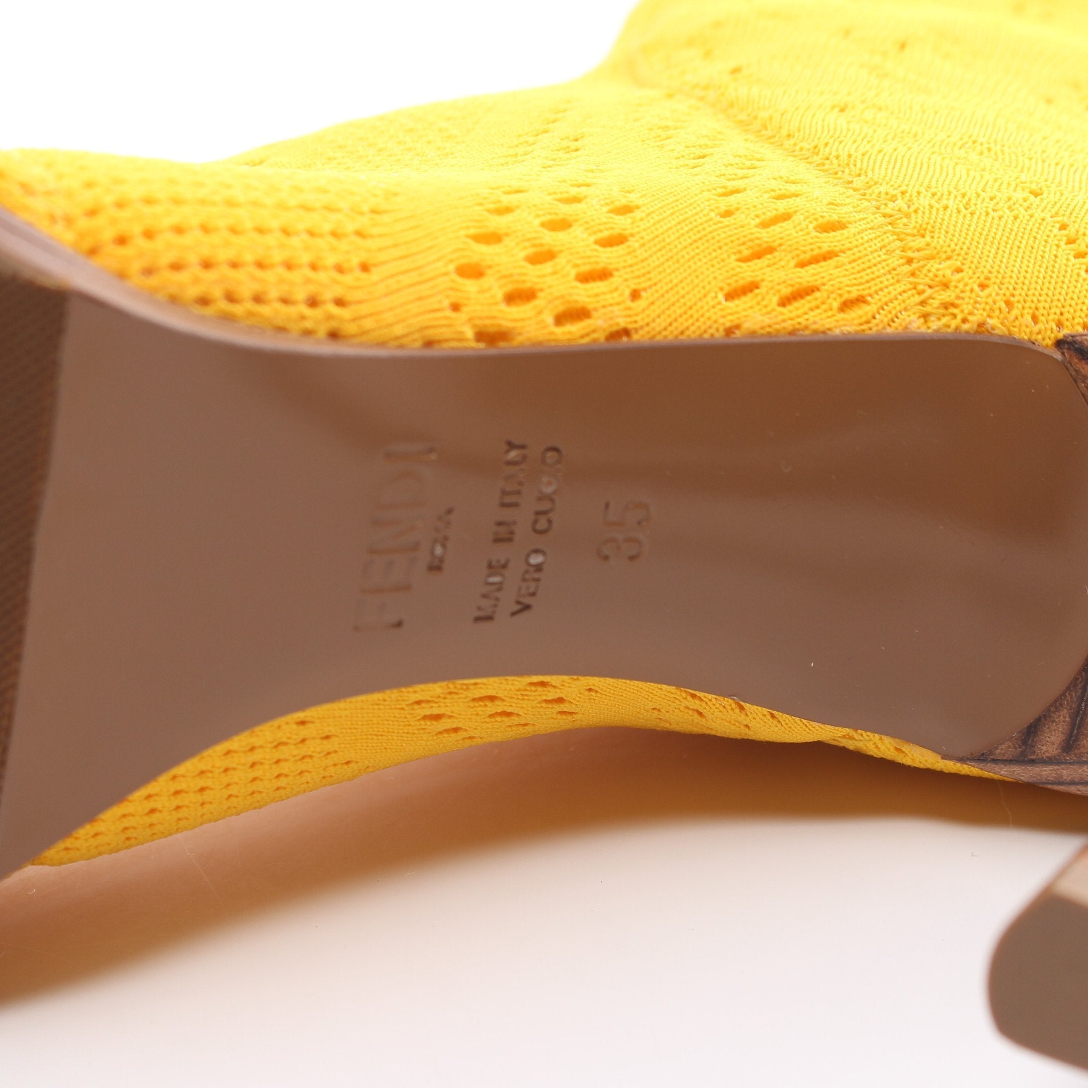 FENDI Knit Boots Fabric Yellow Pointed toe