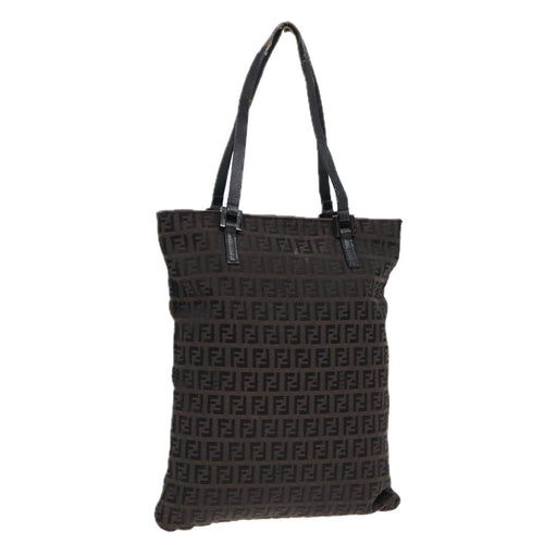FENDI Zucchino Canvas Tote Bag Dark Brown90829