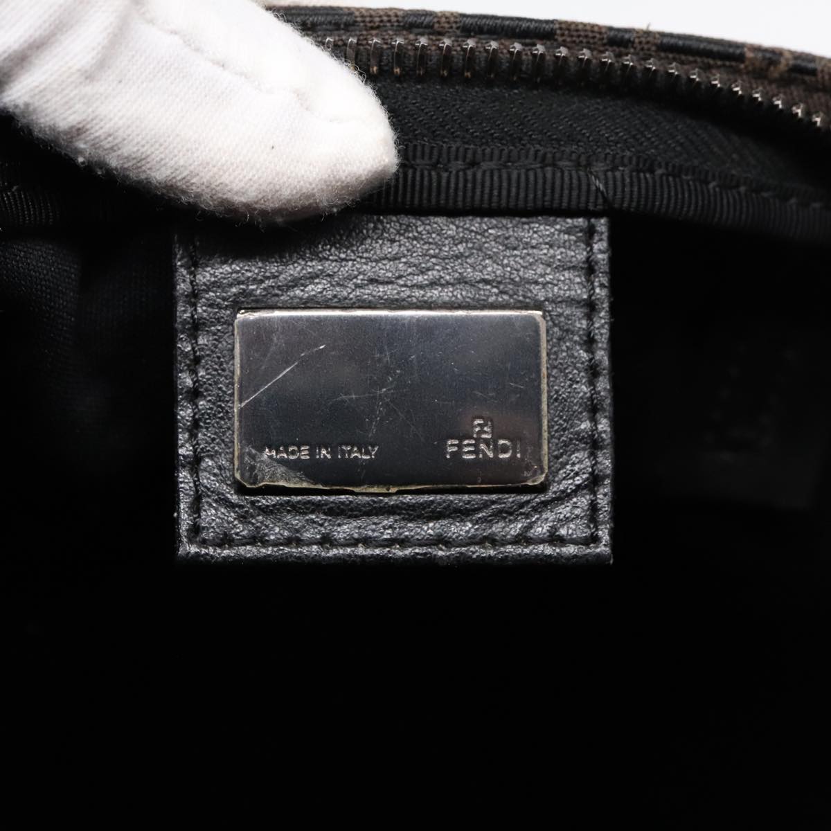 FENDI Zucchino Canvas Tote Bag Dark Brown90829