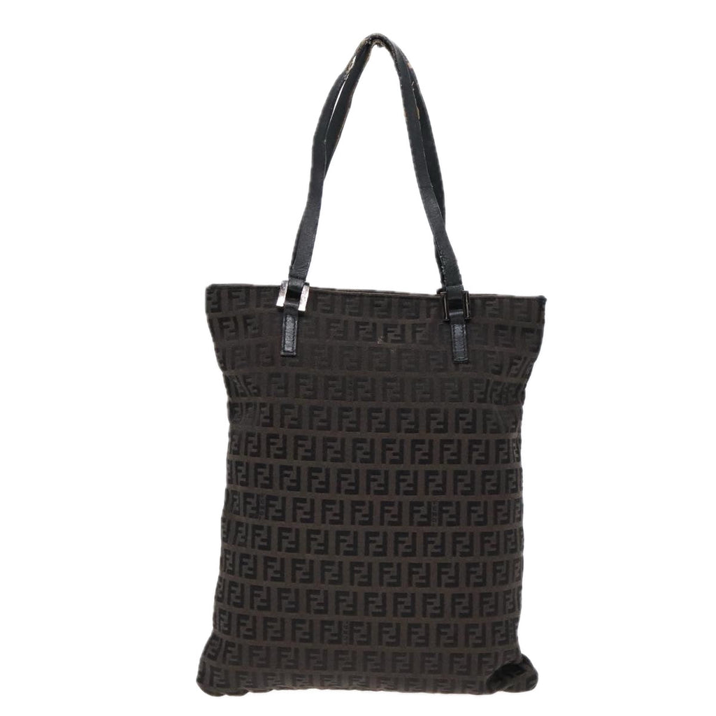 FENDI Zucchino Canvas Tote Bag Dark Brown90829