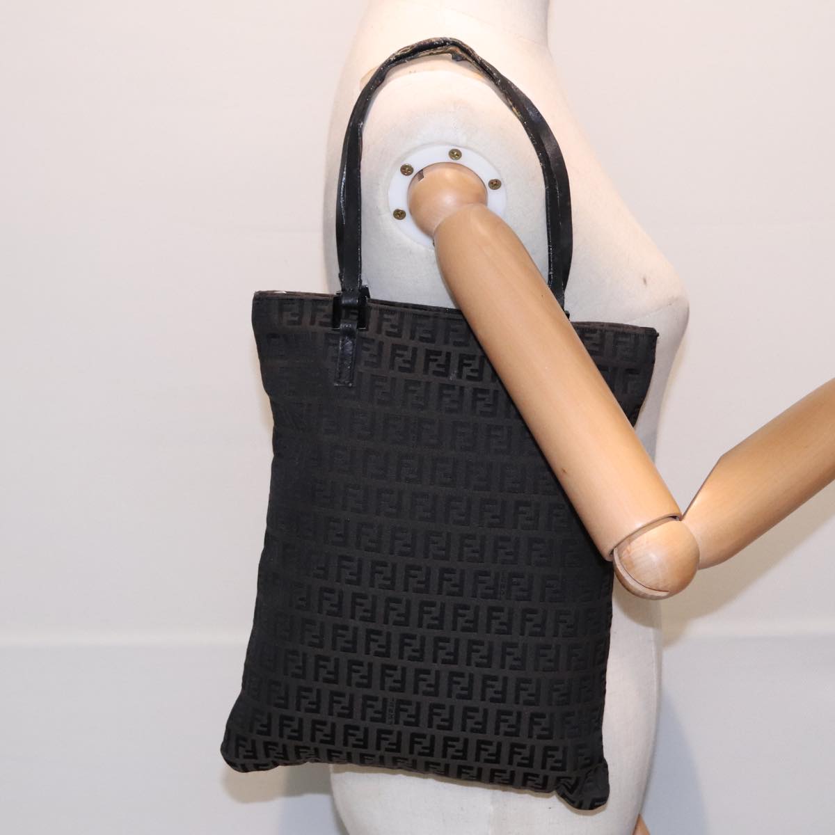 FENDI Zucchino Canvas Tote Bag Dark Brown90829
