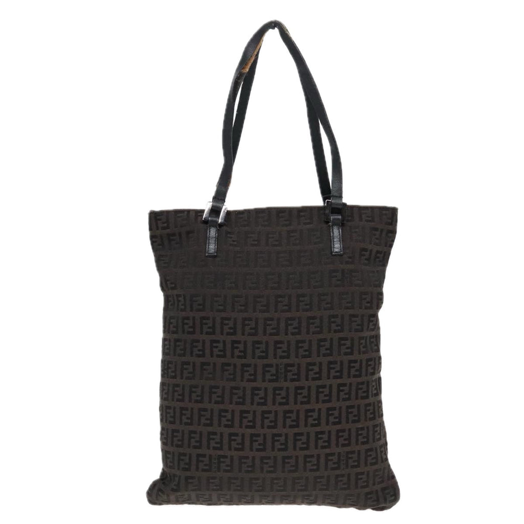 FENDI Zucchino Canvas Tote Bag Dark Brown90829