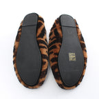 FENDI Zucca Room shoes Flat shoes Boa Fabric Leather Light brown Black