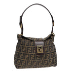 FENDI Zucca Canvas Shoulder Bag Brown Black gold90868