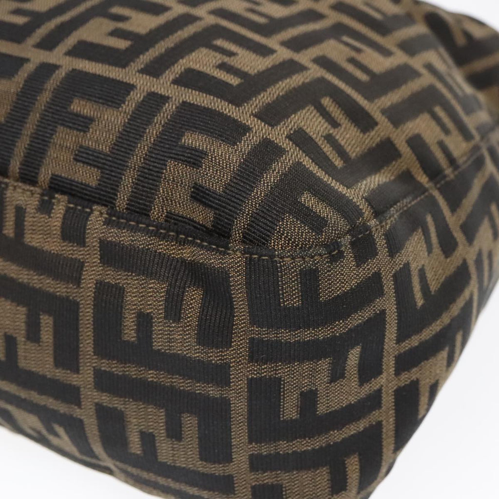 FENDI Zucca Canvas Shoulder Bag Brown Black gold90868