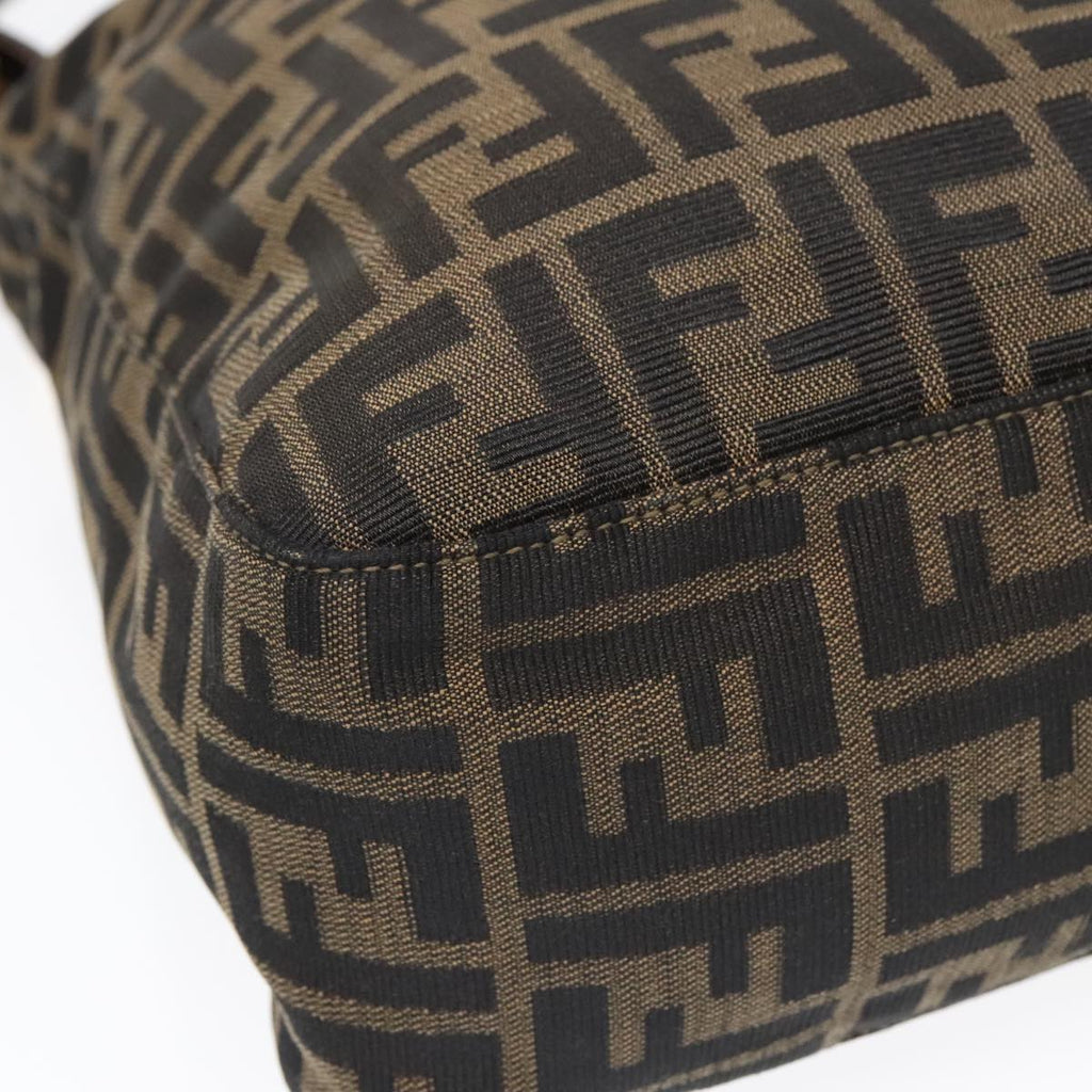 FENDI Zucca Canvas Shoulder Bag Brown Black gold90868