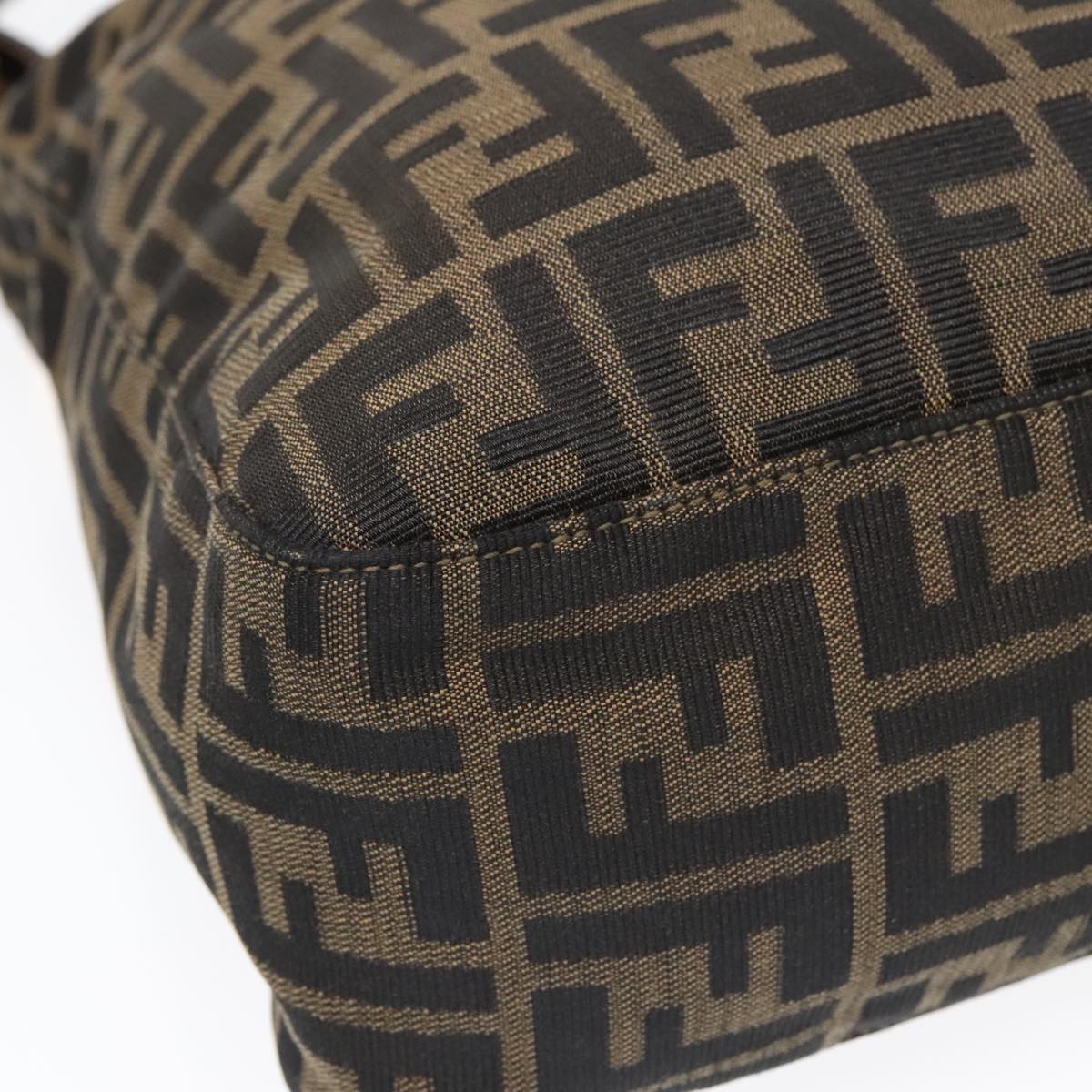 FENDI Zucca Canvas Shoulder Bag Brown Black gold90868