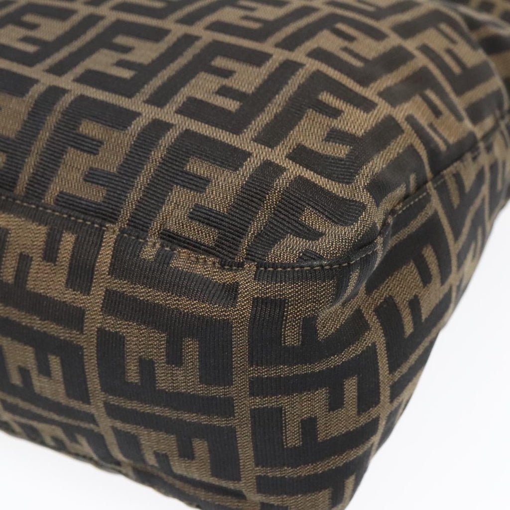 FENDI Zucca Canvas Shoulder Bag Brown Black gold90868